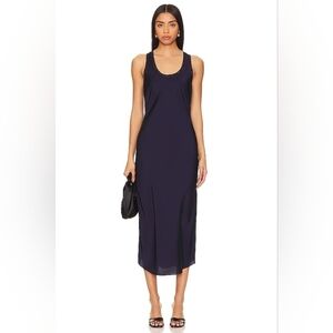 NWT Heartloom Reeve Dress Navy Blue Side‎ Slit Satin Slip Lace Women's Small
